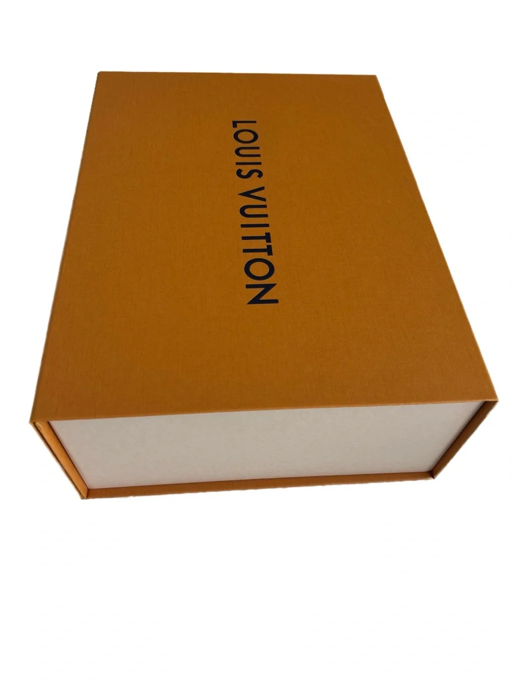 Louis Vuitton LV Orange Magnetic Gift Box and Shopping Bag w/Blue Ribbon Handles
